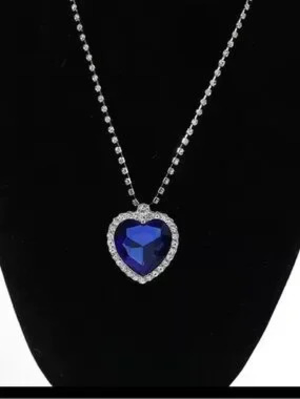 Anthropologie Silver Necklace with Royal Blue Heart Pendant